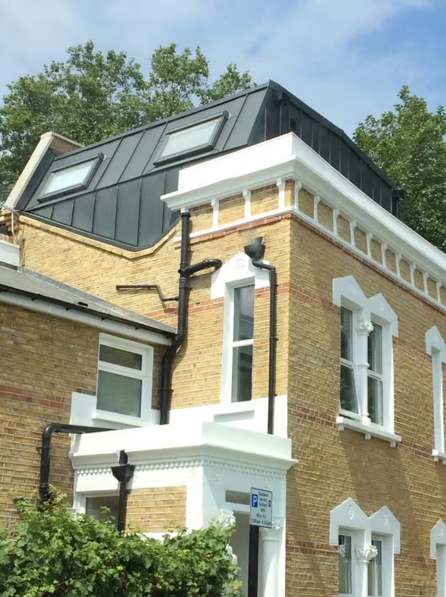 Standing seam zinc dormer roof