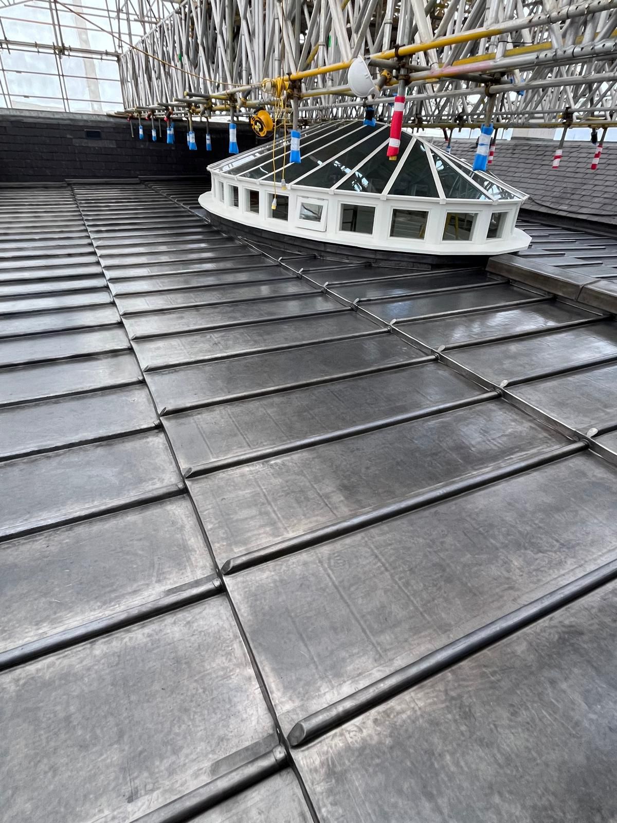 Lead roof with rooflight