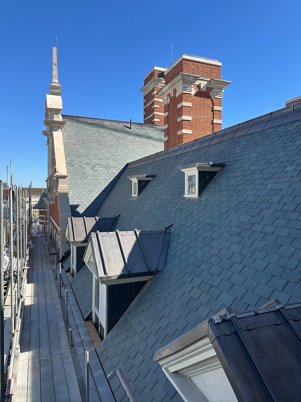 Natural slate roof with dormers